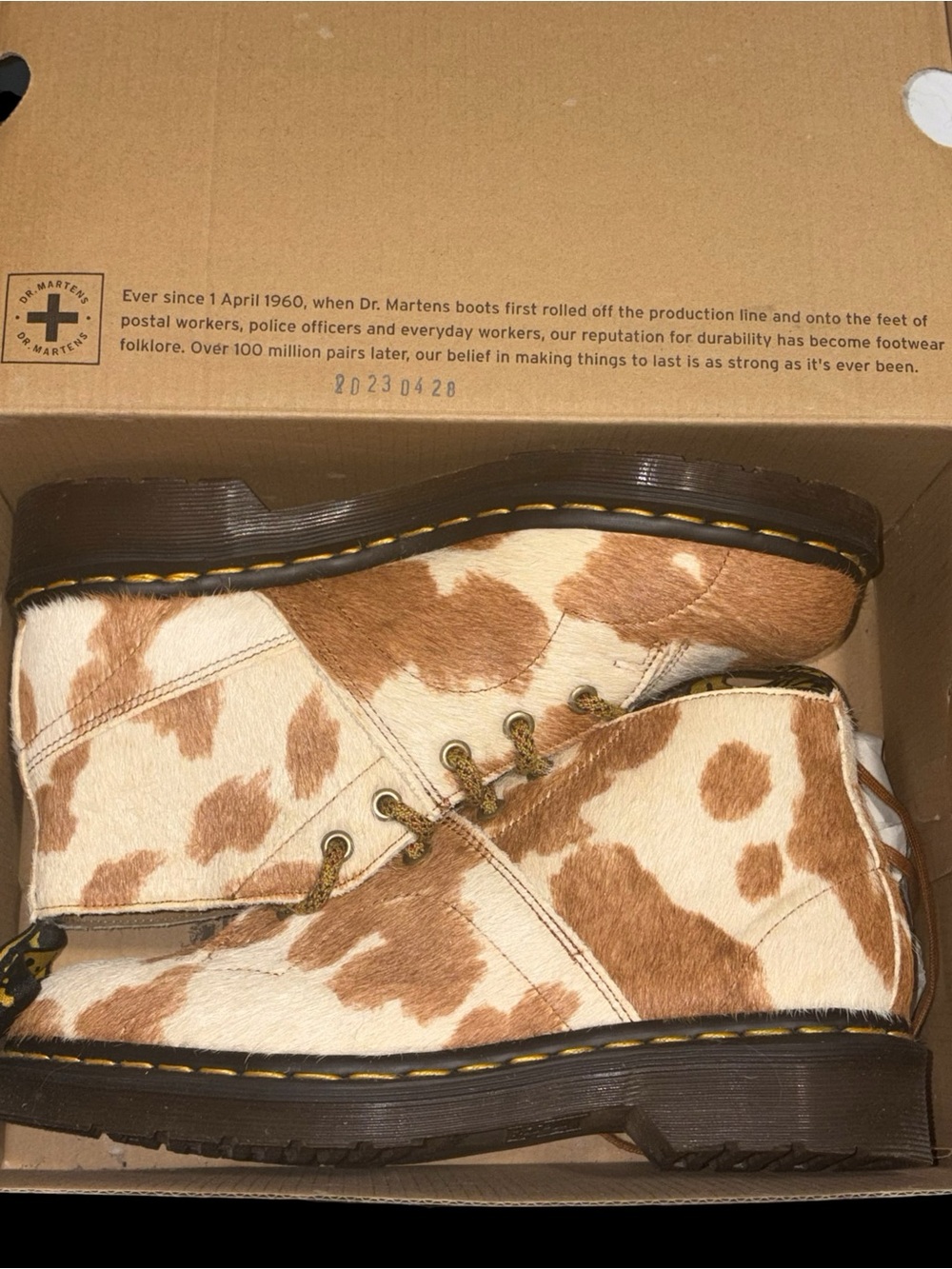 Dr. Martens CHURCH HAIR-ON JERSEY COW PRINT MONKEY BOOTS W/8 M/7 NIB - Picture 2 of 9
